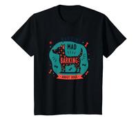 Barking Mad About Dogs Whimsical Pet Lover T-Shirt, Kids, Black, 8 Years