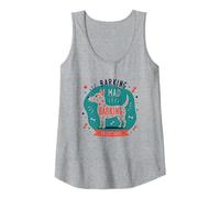 Barking Mad About Dogs Whimsical Pet Lover Tank Top, Women, Heather Grey, S