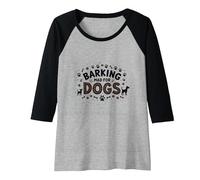 Barking Mad for Dogs: Whimsical Pet Lover Raglan Baseball Tee, Women, Black/Athletic Heather, M