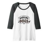Barking Mad for Dogs: Whimsical Pet Lover Raglan Baseball Tee, Women, Dark Heather/White, M