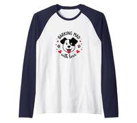 Barking Mad with Love: Cute Dog Lover Graphic Raglan Baseball Tee, Men, Navy/White, M