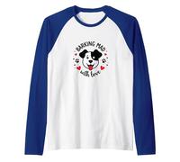 Barking Mad with Love: Cute Dog Lover Graphic Raglan Baseball Tee, Men, Royal Blue/White, XXL