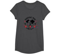 Barking Mad with Love: Cute Dog Lover Graphic T-Shirt, Girls, Dark Heather Grey, Medium