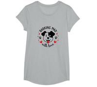Barking Mad with Love: Cute Dog Lover Graphic T-Shirt, Girls, Heather Grey, Medium