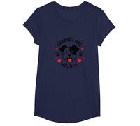 Barking Mad with Love: Cute Dog Lover Graphic T-Shirt, Girls, Navy, Small