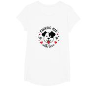 Barking Mad with Love: Cute Dog Lover Graphic T-Shirt, Girls, White, Large