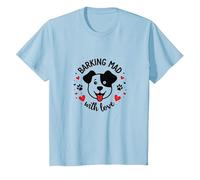 Barking Mad with Love: Cute Dog Lover Graphic T-Shirt, Kids, Baby Blue, 2 Years