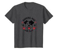 Barking Mad with Love: Cute Dog Lover Graphic T-Shirt, Kids, Dark Heather Grey, 2 Years