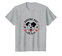 Barking Mad with Love: Cute Dog Lover Graphic T-Shirt, Kids, Heather Grey, 3 Years