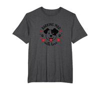 Barking Mad with Love: Cute Dog Lover Graphic T-Shirt, Men's Big and Tall, Dark Heather Grey, 4X Tall