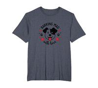 Barking Mad with Love: Cute Dog Lover Graphic T-Shirt, Men's Big and Tall, Heather Blue, 6X Tall
