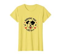 Barking Mad with Love: Cute Dog Lover Graphic T-Shirt, Women, Lemon, XL