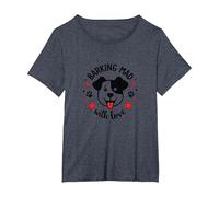 Barking Mad with Love: Cute Dog Lover Graphic T-Shirt, Women's Plus, Heather Blue, 2X