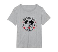 Barking Mad with Love: Cute Dog Lover Graphic T-Shirt, Women's Plus, Heather Grey, 2X