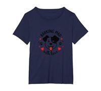 Barking Mad with Love: Cute Dog Lover Graphic T-Shirt, Women's Plus, Navy, 2X