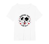 Barking Mad with Love: Cute Dog Lover Graphic T-Shirt, Women's Plus, White, 2X