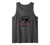 Barking Mad with Love: Cute Dog Lover Graphic Tank Top, Men, Dark Heather Grey, M