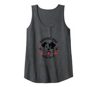 Barking Mad with Love: Cute Dog Lover Graphic Tank Top, Women, Dark Heather Grey, M