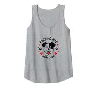 Barking Mad with Love: Cute Dog Lover Graphic Tank Top, Women, Heather Grey, XXL