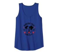 Barking Mad with Love: Cute Dog Lover Graphic Tank Top, Women, Royal Blue, XL