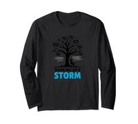 Barking Up A Storm: Whimsical Dog Lovers Tree Long Sleeve T-Shirt, Adult Unisex, Black, L