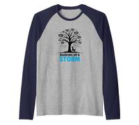 Barking Up A Storm: Whimsical Dog Lovers Tree Raglan Baseball Tee, Men, Navy/Athletic Heather, XL