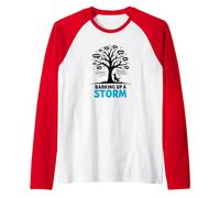 Barking Up A Storm: Whimsical Dog Lovers Tree Raglan Baseball Tee, Men, Red/White, L