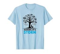 Barking Up A Storm: Whimsical Dog Lovers Tree T-Shirt, Men, Baby Blue, M