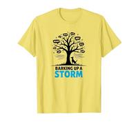 Barking Up A Storm: Whimsical Dog Lovers Tree T-Shirt, Men, Lemon, S