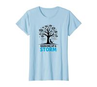 Barking Up A Storm: Whimsical Dog Lovers Tree T-Shirt, Women, Baby Blue, S