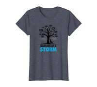Barking Up A Storm: Whimsical Dog Lovers Tree T-Shirt, Women, Heather Blue, 3XL