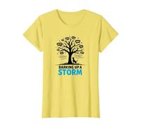 Barking Up A Storm: Whimsical Dog Lovers Tree T-Shirt, Women, Lemon, M