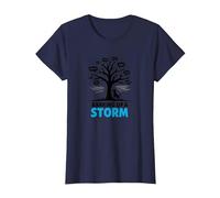 Barking Up A Storm: Whimsical Dog Lovers Tree T-Shirt, Women, Navy, XS