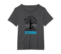 Barking Up A Storm: Whimsical Dog Lovers Tree T-Shirt, Women's Plus, Dark Heather Grey, 2X
