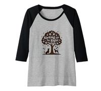 Barking Up The Right Tree Dog Lover Paw Raglan Baseball Tee, Women, Black/Athletic Heather, L