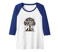 Barking Up The Right Tree Dog Lover Paw Raglan Baseball Tee, Women, Royal Blue/White, XL