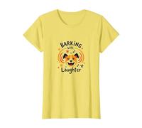Barking with Laughter: Joyful Dog Lover T-Shirt, Women, Lemon, XS