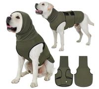 BARKLESS 2-in-1 Calming Shirt with Stretchy Ear & Head Cover for Stress Relief, Dog Anxiety Vest with Hood, Breathable Shirt for Dogs During Storms, Travel & Vet Visits, Army Green XL