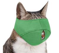 BARKLESS Cat Calming Muzzle for Grooming & Nail Trimming, Oxford Muzzle with Shading Design to Help Calm The Cat Down, Soft Head Cover to Prevent Biting & Scratching (Green, M)