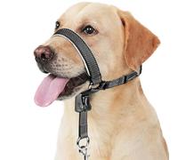 BARKLESS Dog Head Collar, Soft No Pull Head Halter with Safety Link | Reflective Muzzle Leash, Adjustable Headcollar, Padded Nose Leash for Large Medium Dogs Training Walking (Black, L)