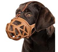 BARKLESS Dog Muzzle, Basket Muzzle for Biting, Chewing and Scavenging, Humane Cage Mouth Cover, Perfect for Grooming and Training Large Aggressive Reactive Dogs (L, Brown)
