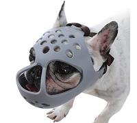 BARKLESS Dog Muzzle for Short Snout, Soft Frenchie Muzzle for Biting, Chewing, Licking for French Bulldogs Boston Terriers, Ideal for Flat-Faced Aggressive Dogs Grooming Walking, Allows Drinking