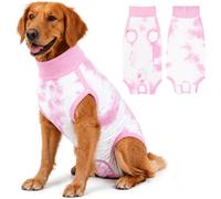 BARKLESS Dog Post Surgery Recovery Suit After Spay Neuter to Easy Potty | No Cone Surgery Suit for Male Female Dog to Prevent Licking, Breathable Surgical Onesie Cover Back and Belly Skin, Pink, XXL