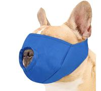 BARKLESS French Bulldog Calming Muzzle, Short Snout Shading Eye Cover to Help Calm The Dog Down, Soft Dog Muzzle for Grooming Vet Visits, Mouth Guard Prevent Biting (Blue, L)