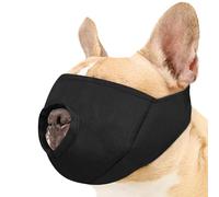 BARKLESS French Bulldog Calming Muzzle, Short Snout Shading Eye Cover to Help Calm The Dog Down, Soft Dog Muzzle for Grooming Vet Visits, Mouth Guard Prevent Biting (Black, M)