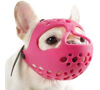 BARKLESS French Bulldog Muzzle, Soft Silicone Short Snout Dog Muzzle for Flat Faced Dog Frenchie Pug, Dog Mouth Guard for Biting Chewing Licking and Grooming, Allows Panting (Hot Pink, L)