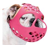 BARKLESS French Bulldog Muzzle, Soft Silicone Short Snout Dog Muzzle for Flat Faced Dog Frenchie Pug, Dog Mouth Guard for Biting Chewing Licking and Grooming, Allows Panting (Hot Pink, XL)
