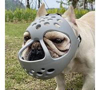 BARKLESS Short Snout Dog Muzzle, Soft Silicone Flat Faced Muzzle for French Bulldog Shih Tzu and Pug for Biting Chewing Licking and Grooming, Allows Panting