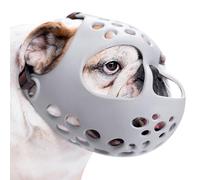 BARKLESS Short Snout Dog Muzzle, Soft Silicone Flat Faced Muzzle for French Bulldog Shih Tzu and Pug for Biting Chewing Licking and Grooming, Allows Panting