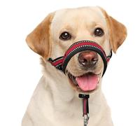 BARKLESS Soft Dog Head Collar, Patented Padded No Pull Head Halter, Training Nose Leash with Safety Link for Medium Large Dogs, Adjustable Muzzle Leash, Easy Control for Walking (L, Red)